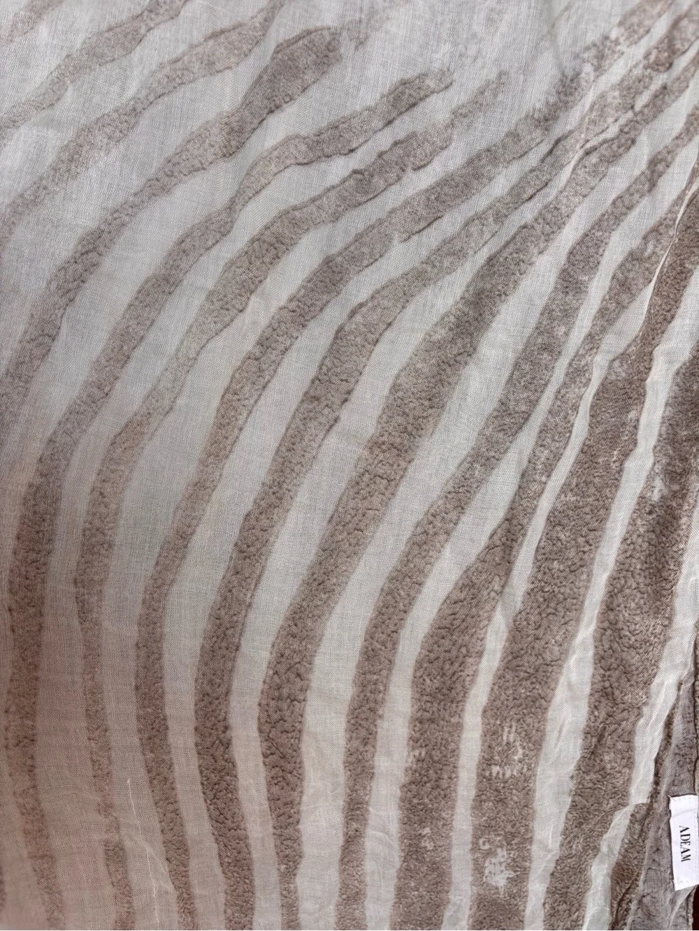 ADEAM Ivory Taupe Abstract Sheer Scarf 19” x 72” NWOT MSRP $425